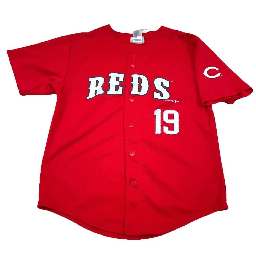 Cincinnati Reds Jersey Boys Large Red Joey Votto Button Up‎ Shirt Youth Kids VTG